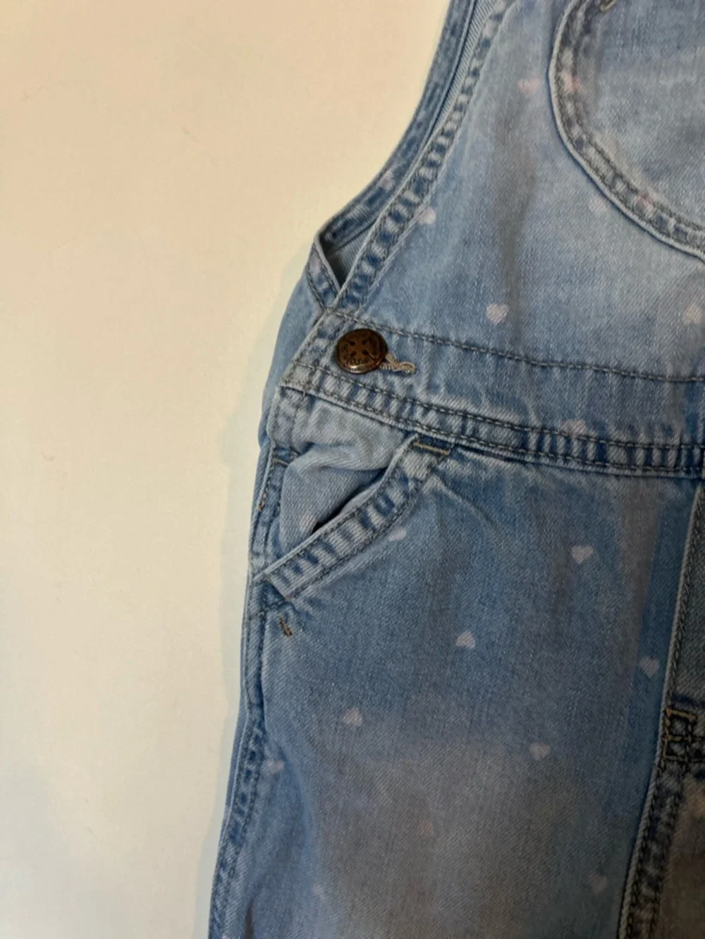 OshKosh B'gosh Light Blue Denim Kids Overalls with Heart Bib 3T